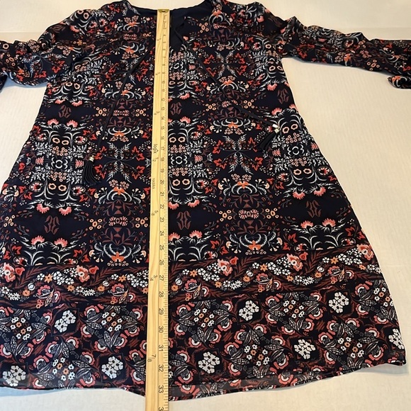 Vince Camuto Bohemian Paisley Blue Chiffon Bell Sleeve Shift Dress Size 4 - Picture 5 of 11